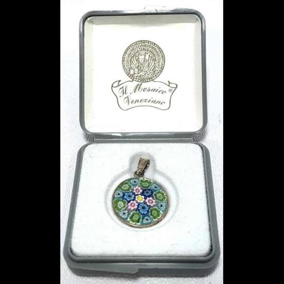 Vintage Antica Murrina Veneziano Murano Sterling Silver Glass Pendant - Picture 1 of 5